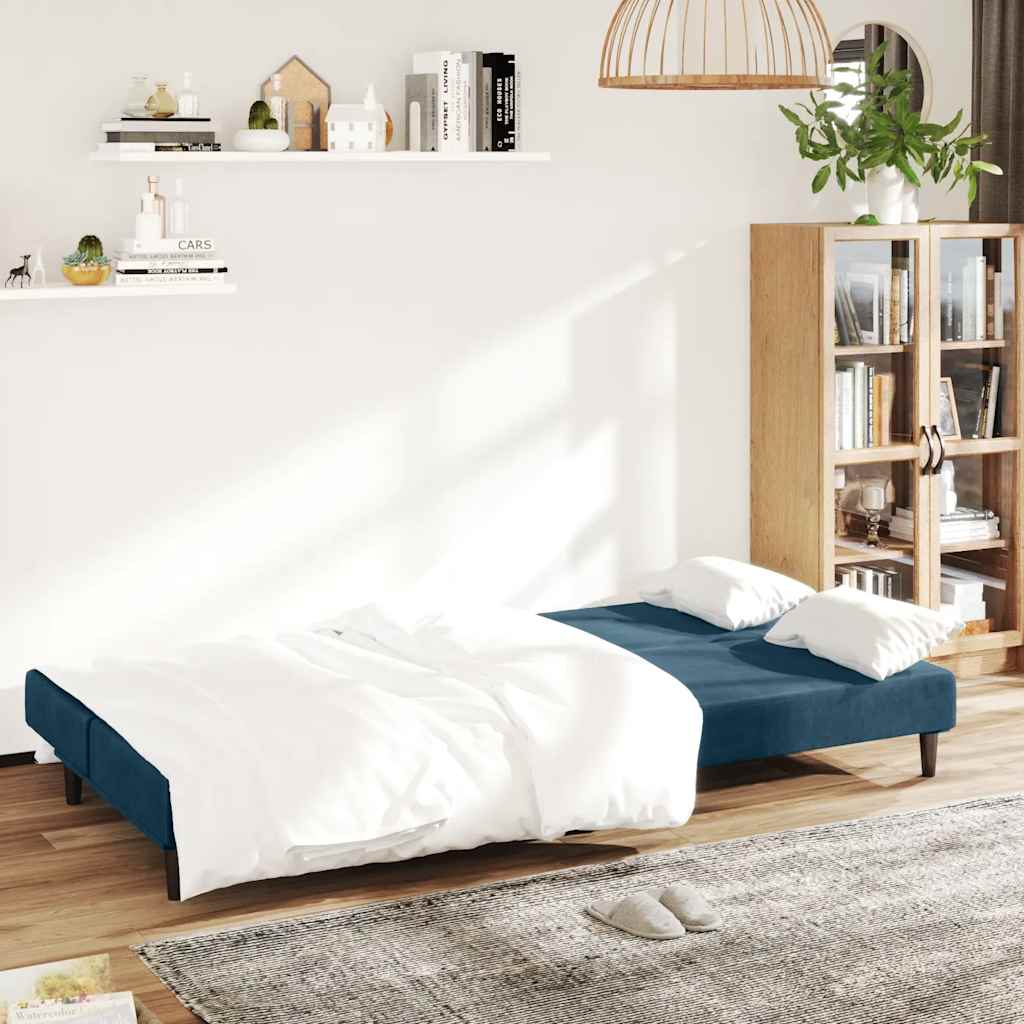vidaXL Schlafsofa 2-Sitzer Blau Samt