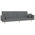 vidaXL Schlafsofa 2-Sitzer mit 2 Kissen Hellgrau Stoff