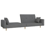 vidaXL Schlafsofa 2-Sitzer mit 2 Kissen Hellgrau Stoff