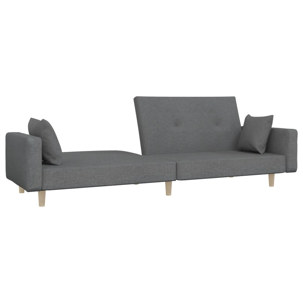 vidaXL Schlafsofa 2-Sitzer mit 2 Kissen Hellgrau Stoff