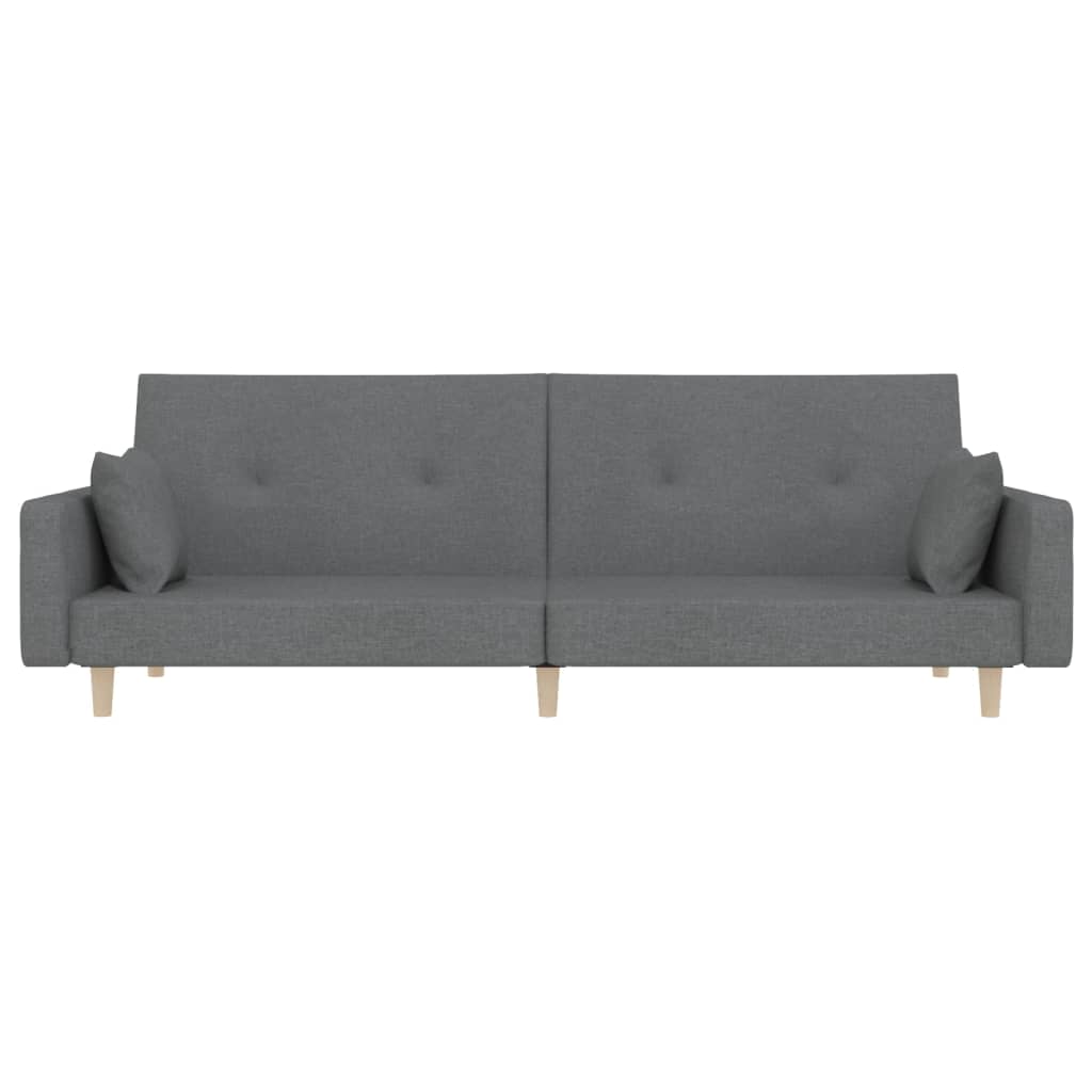 vidaXL Schlafsofa 2-Sitzer mit 2 Kissen Hellgrau Stoff