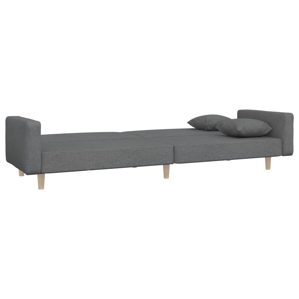 vidaXL Schlafsofa 2-Sitzer mit 2 Kissen Hellgrau Stoff