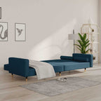 vidaXL Schlafsofa 2-Sitzer mit 2 Kissen Blau Samt