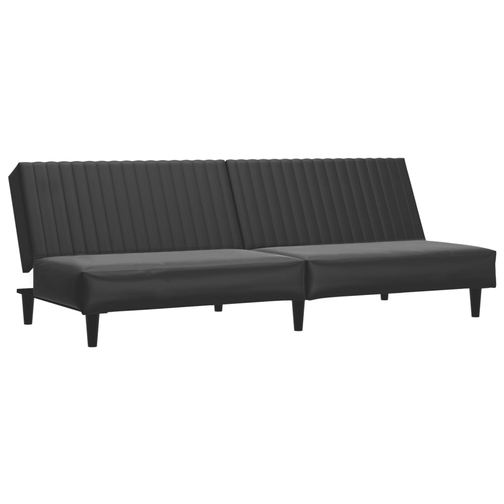 vidaXL Schlafsofa 2-Sitzer Schwarz Kunstleder