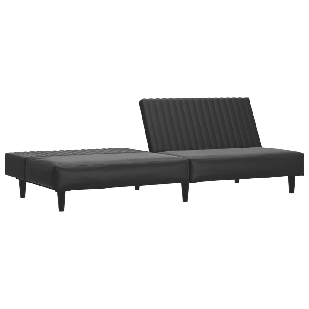 vidaXL Schlafsofa 2-Sitzer Schwarz Kunstleder