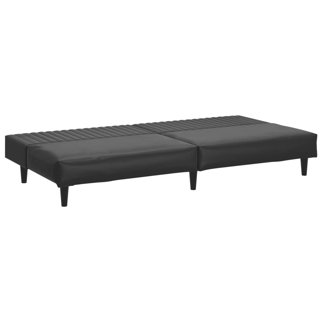 vidaXL Schlafsofa 2-Sitzer Schwarz Kunstleder