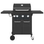 vidaXL Gasgrill mit 4 Flammen Schwarz Pulverbeschichteter Stahl