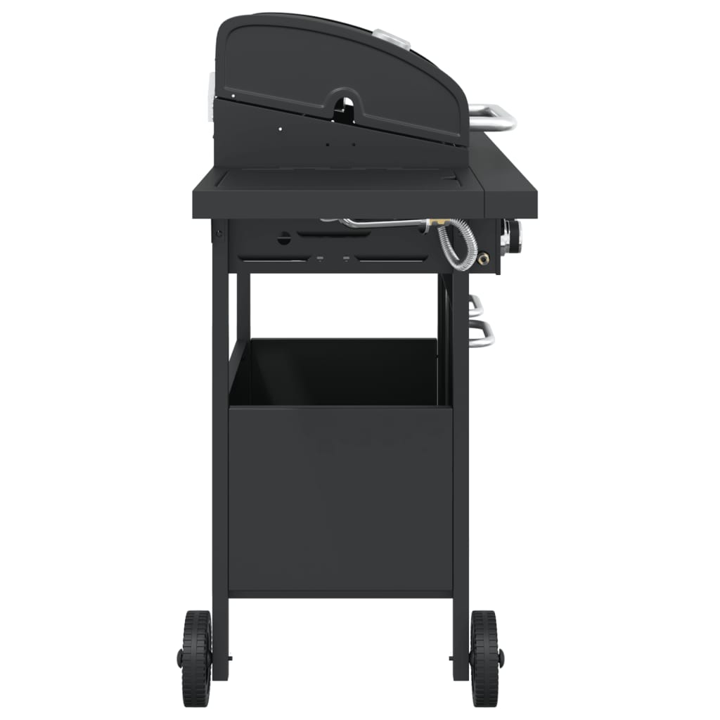 vidaXL Gasgrill mit 4 Flammen Schwarz Pulverbeschichteter Stahl