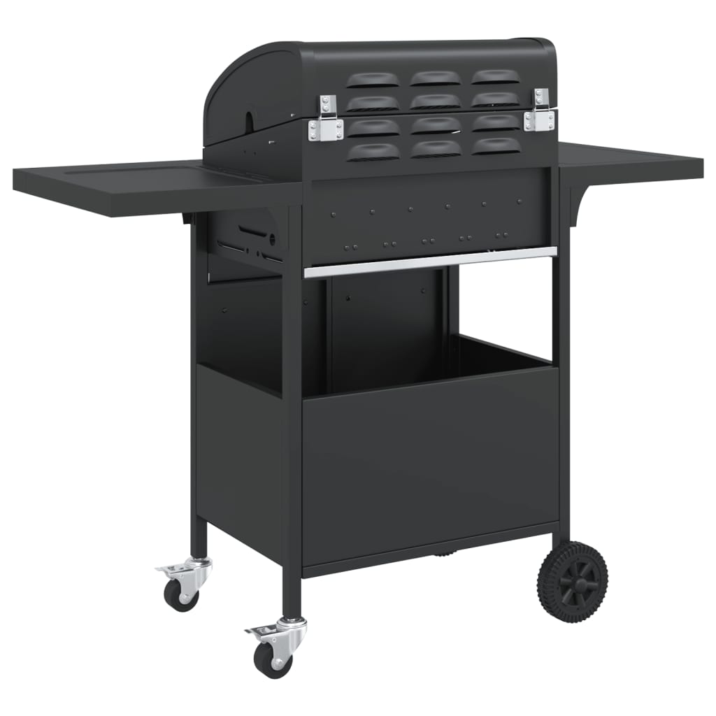 vidaXL Gasgrill mit 4 Flammen Schwarz Pulverbeschichteter Stahl