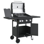 vidaXL Gasgrill mit 4 Flammen Schwarz Pulverbeschichteter Stahl
