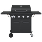 vidaXL Gasgrill mit 5 Flammen Schwarz Pulverbeschichteter Stahl