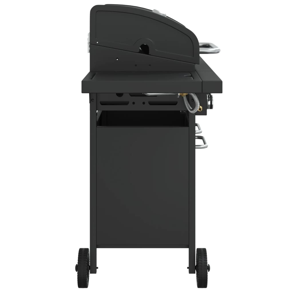 vidaXL Gasgrill mit 5 Flammen Schwarz Pulverbeschichteter Stahl