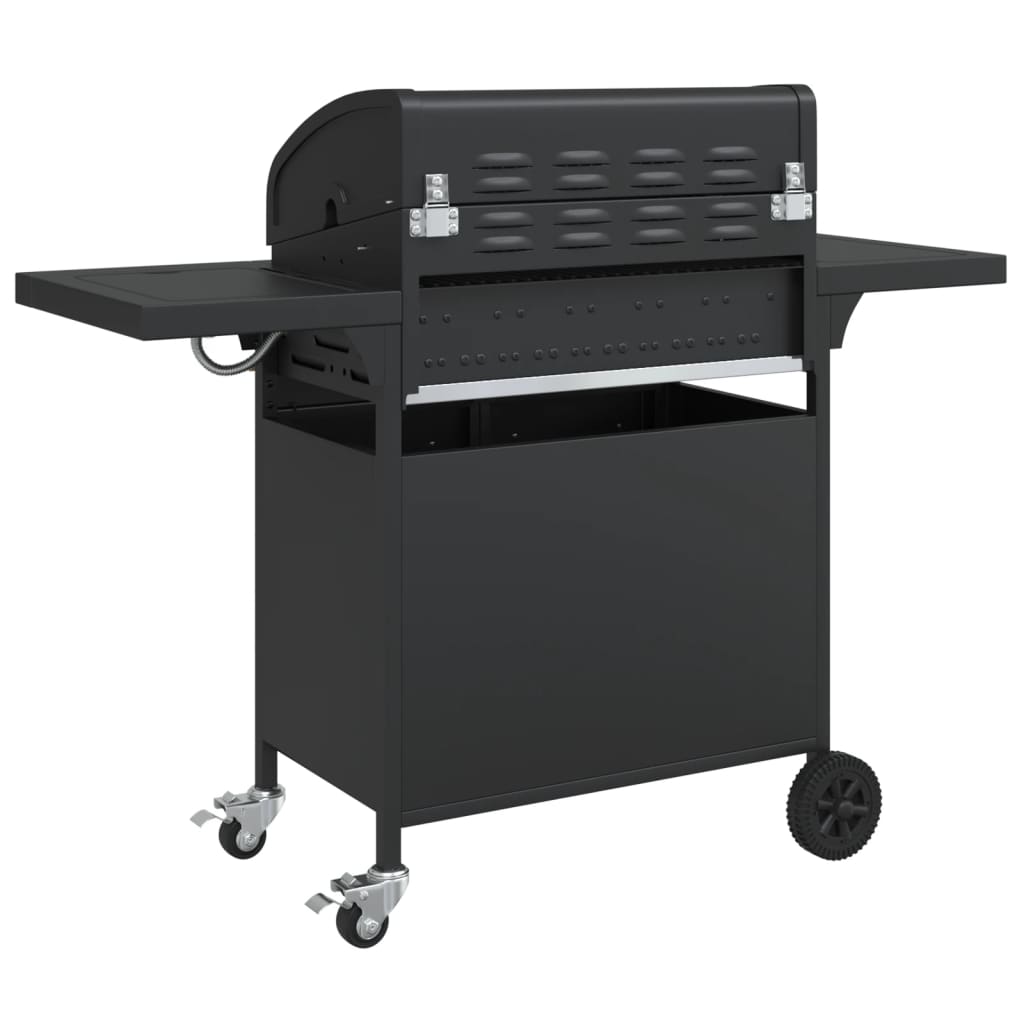 vidaXL Gasgrill mit 5 Flammen Schwarz Pulverbeschichteter Stahl
