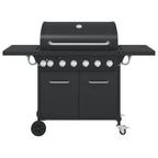 vidaXL Gasgrill mit 7 Flammen Schwarz Pulverbeschichteter Stahl