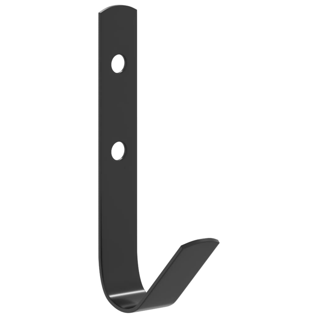 vidaXL Wandhaken J-Form 12 Stk. Schwarz Stahl