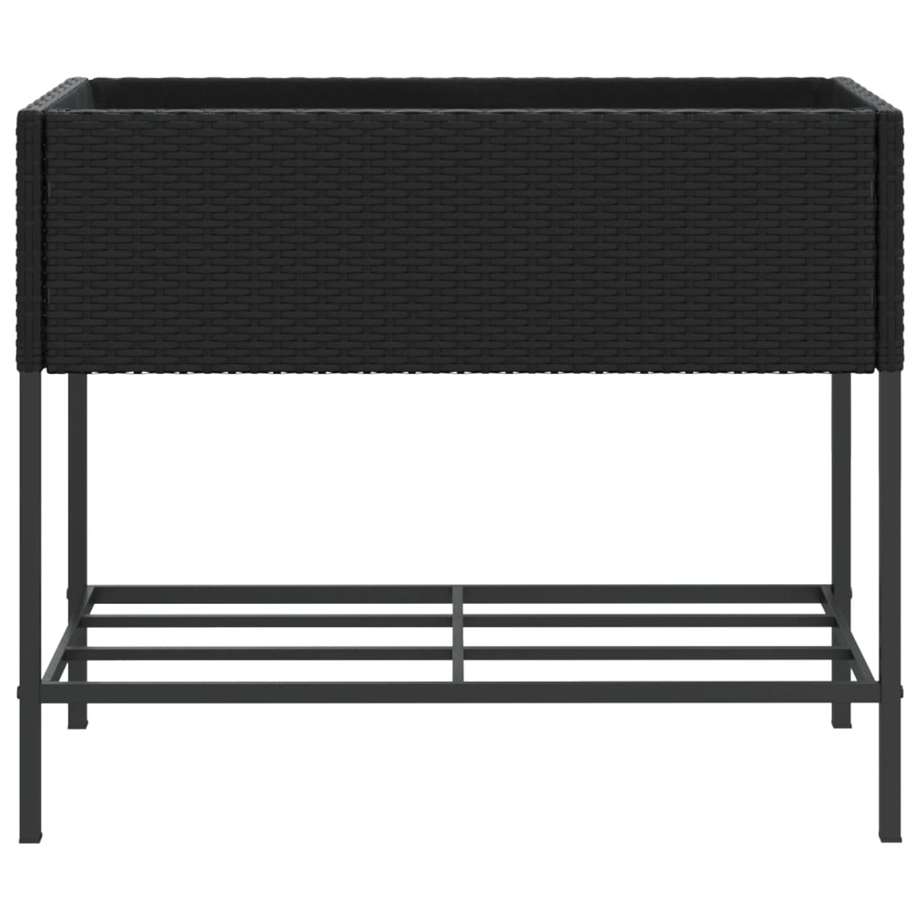 vidaXL Pflanzkübel mit Ablage Schwarz Poly Rattan