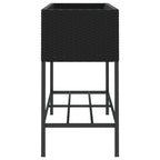 vidaXL Pflanzkübel mit Ablage Schwarz Poly Rattan