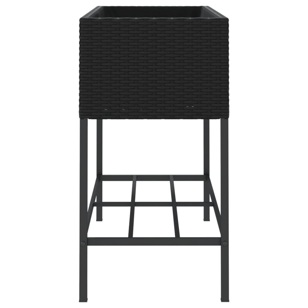 vidaXL Pflanzkübel mit Ablage Schwarz Poly Rattan