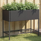 vidaXL Pflanzkübel mit Ablage Schwarz Poly Rattan