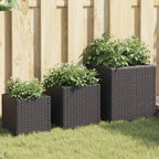 vidaXL Pflanzkübel 3 Stk. Schwarz Poly Rattan