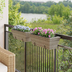 vidaXL Pflanzkasten mit Haken 2 Stk. Grau Poly Rattan