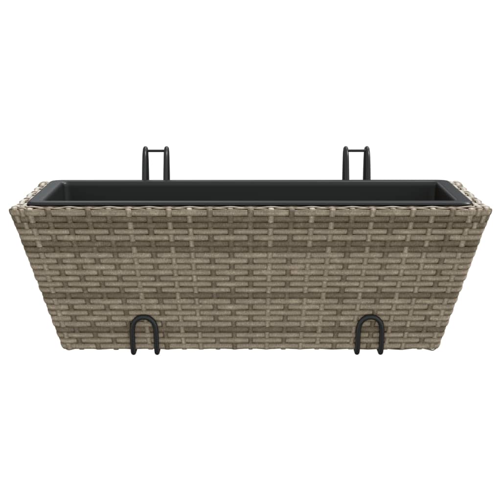 vidaXL Pflanzkasten mit Haken 2 Stk. Grau Poly Rattan