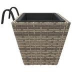 vidaXL Pflanzkasten mit Haken 2 Stk. Grau Poly Rattan