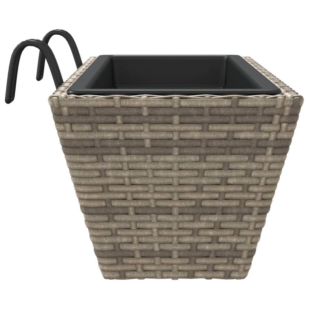 vidaXL Pflanzkasten mit Haken 2 Stk. Grau Poly Rattan