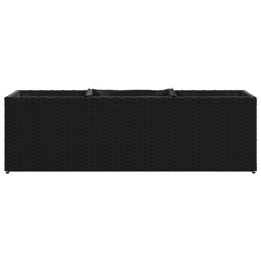 vidaXL Hochbeet mit 3 Fächern Schwarz 105x30x32 cm Poly Rattan