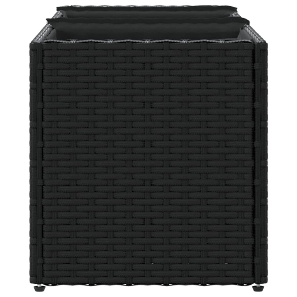 vidaXL Hochbeet mit 3 Fächern Schwarz 105x30x32 cm Poly Rattan