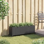 vidaXL Hochbeet mit Rollen & 3 Fächern Schwarz 107x32x38cm Poly Rattan