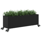 vidaXL Hochbeet mit Rollen & 3 Fächern Schwarz 107x32x38cm Poly Rattan