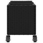 vidaXL Hochbeet mit Rollen & 3 Fächern Schwarz 107x32x38cm Poly Rattan
