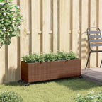 vidaXL Pflanzkübel mit Rollen 3 Töpfe Braun 107x32x38 cm Poly-Rattan