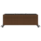 vidaXL Pflanzkübel mit Rollen 3 Töpfe Braun 107x32x38 cm Poly-Rattan