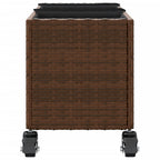 vidaXL Pflanzkübel mit Rollen 3 Töpfe Braun 107x32x38 cm Poly-Rattan