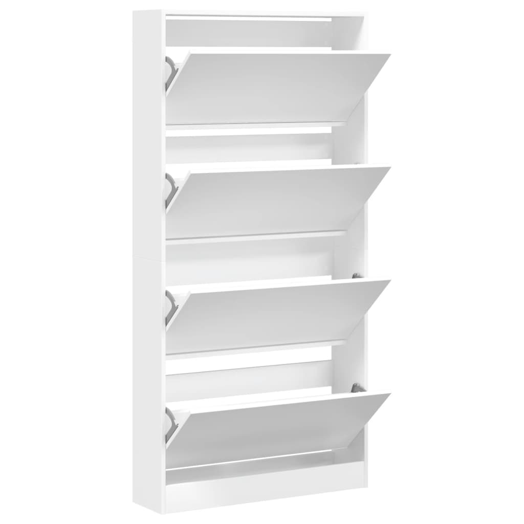 vidaXL Schuhschrank mit 4 Klappen Weiß 80x21x163,5 cm