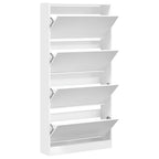 vidaXL Schuhschrank mit 4 Klappen Weiß 80x21x163,5 cm