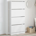 vidaXL Schuhschrank mit 4 Klappen Weiß 80x21x163,5 cm