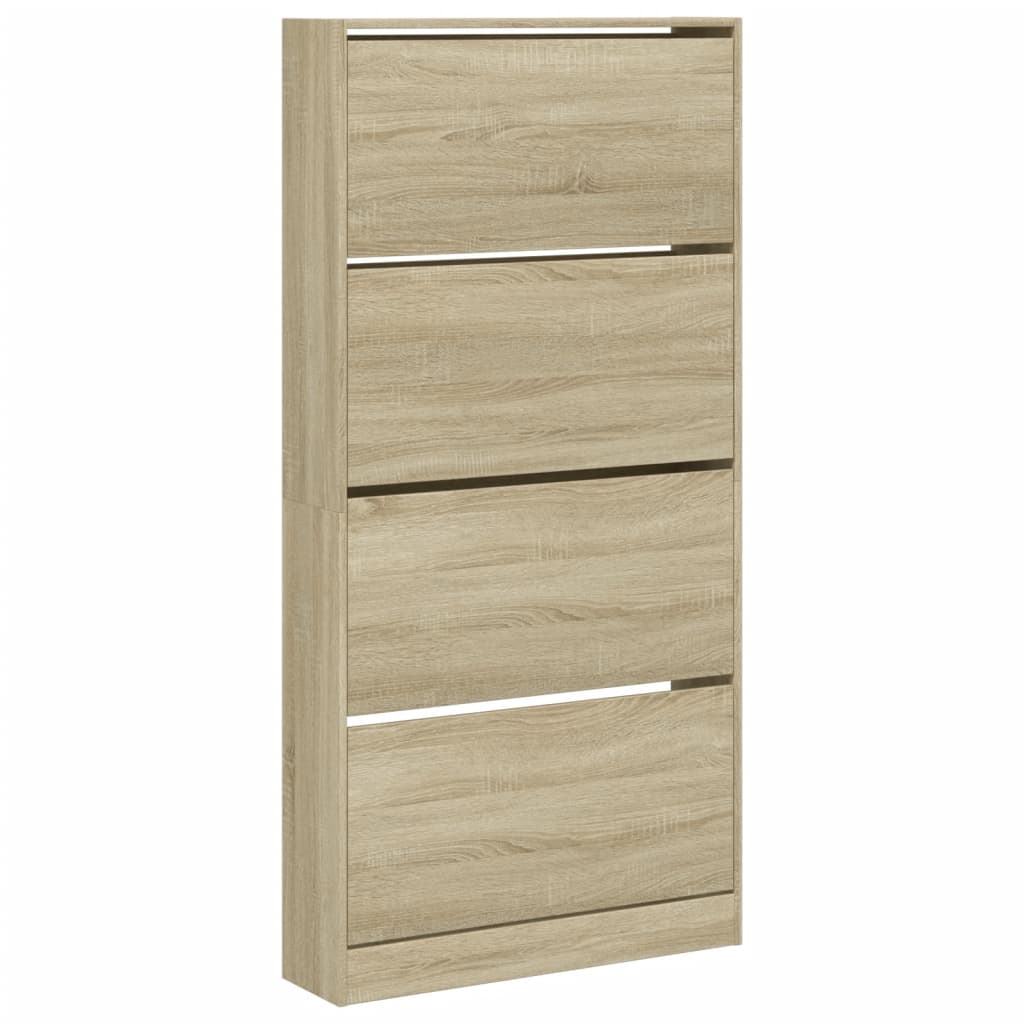 vidaXL Schuhschrank mit 4 Klappen Sonoma-Eiche 80x21x163,5 cm