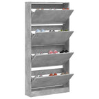 vidaXL Schuhschrank mit 4 Klappen Betongrau 80x21x163,5 cm