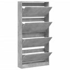 vidaXL Schuhschrank mit 4 Klappen Betongrau 80x21x163,5 cm