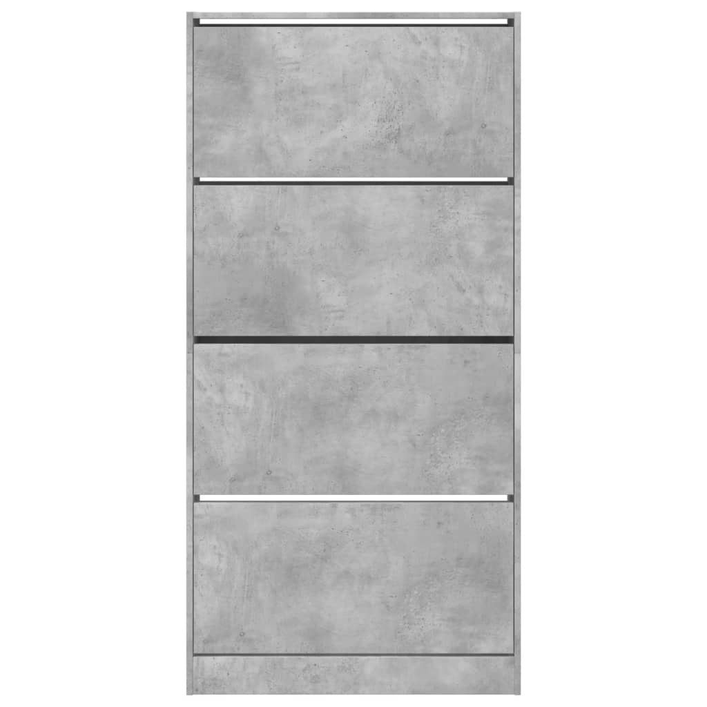 vidaXL Schuhschrank mit 4 Klappen Betongrau 80x21x163,5 cm