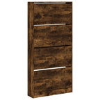 vidaXL Schuhschrank mit 4 Klappen Räuchereiche 80x21x163,5 cm
