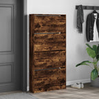 vidaXL Schuhschrank mit 4 Klappen Räuchereiche 80x21x163,5 cm