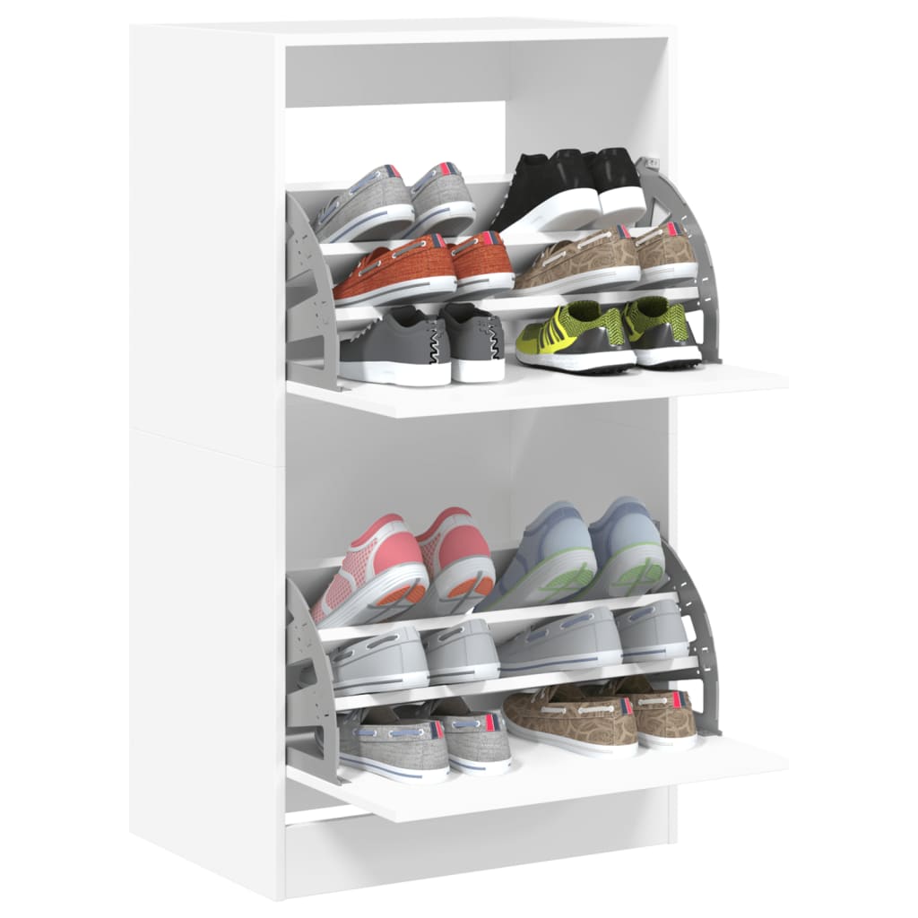 vidaXL Schuhschrank mit 2 Klappen Weiß 60x42x108 cm