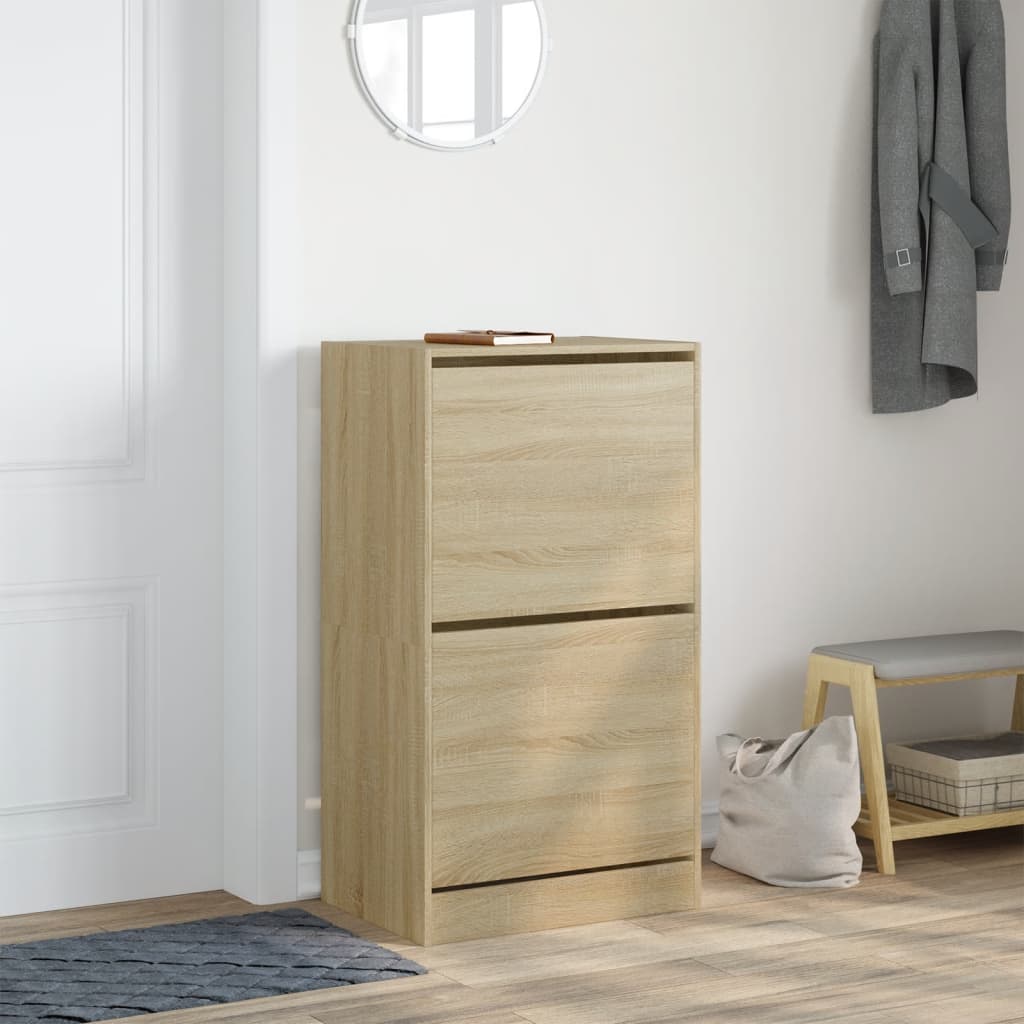 vidaXL Schuhschrank mit 2 Klappen Sonoma-Eiche 60x42x108 cm