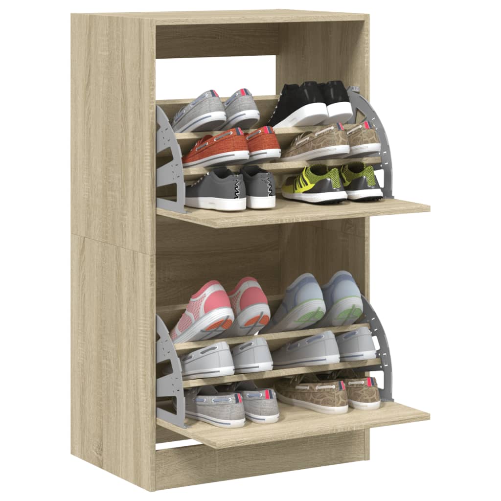 vidaXL Schuhschrank mit 2 Klappen Sonoma-Eiche 60x42x108 cm
