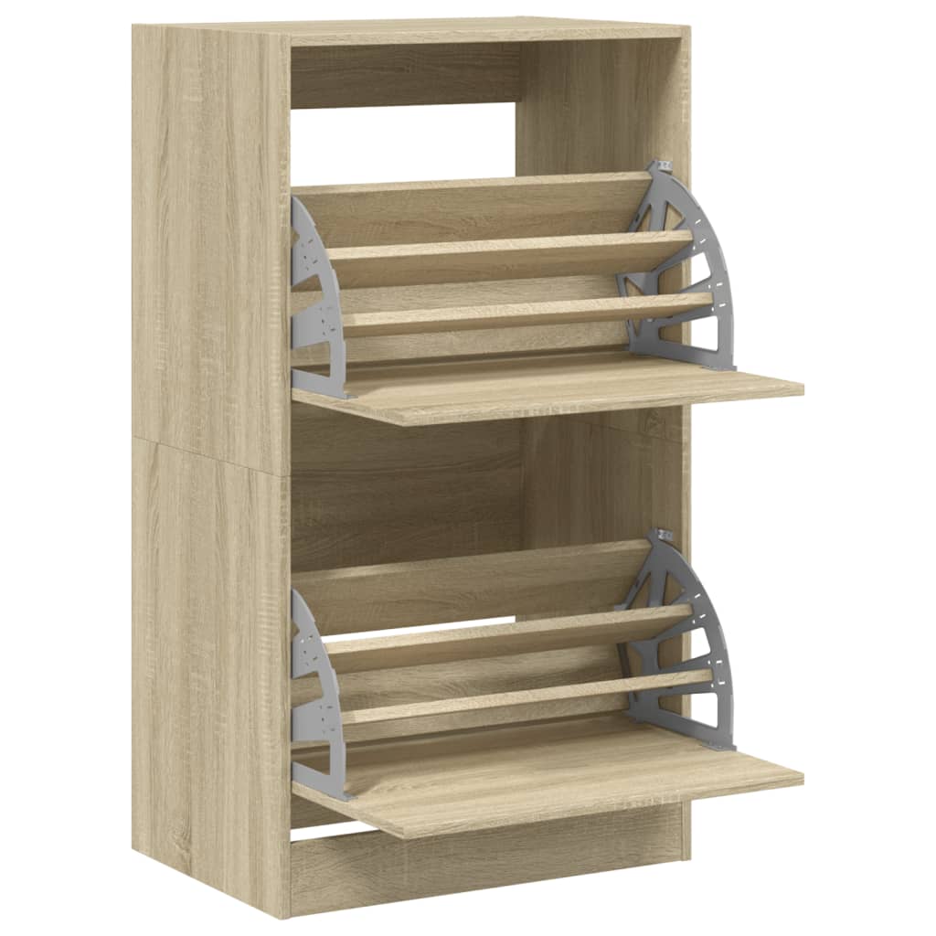 vidaXL Schuhschrank mit 2 Klappen Sonoma-Eiche 60x42x108 cm