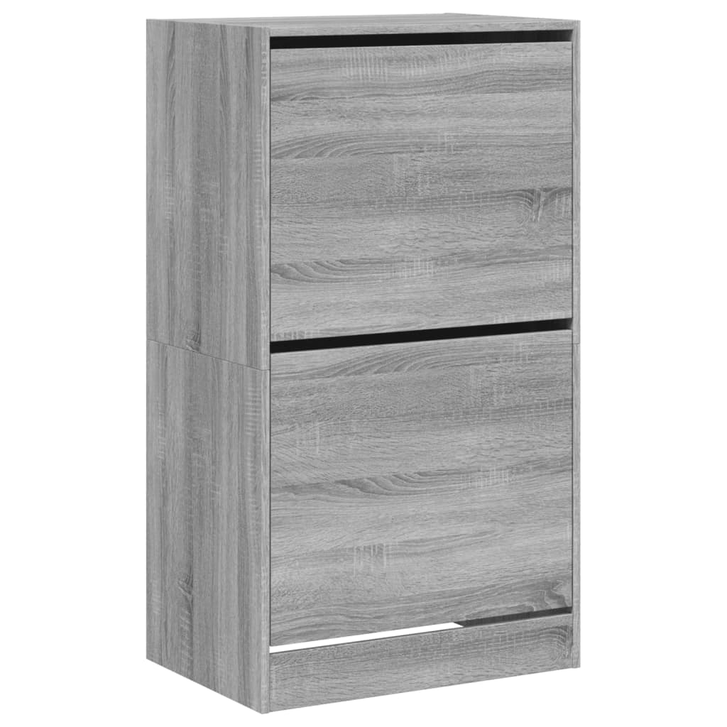 vidaXL Schuhschrank mit 2 Klappen Grau Sonoma 60x42x108 cm